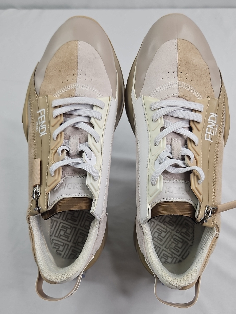 Fendi Flow Low Top Trainer Men's Beige & White Sneakers Size 8